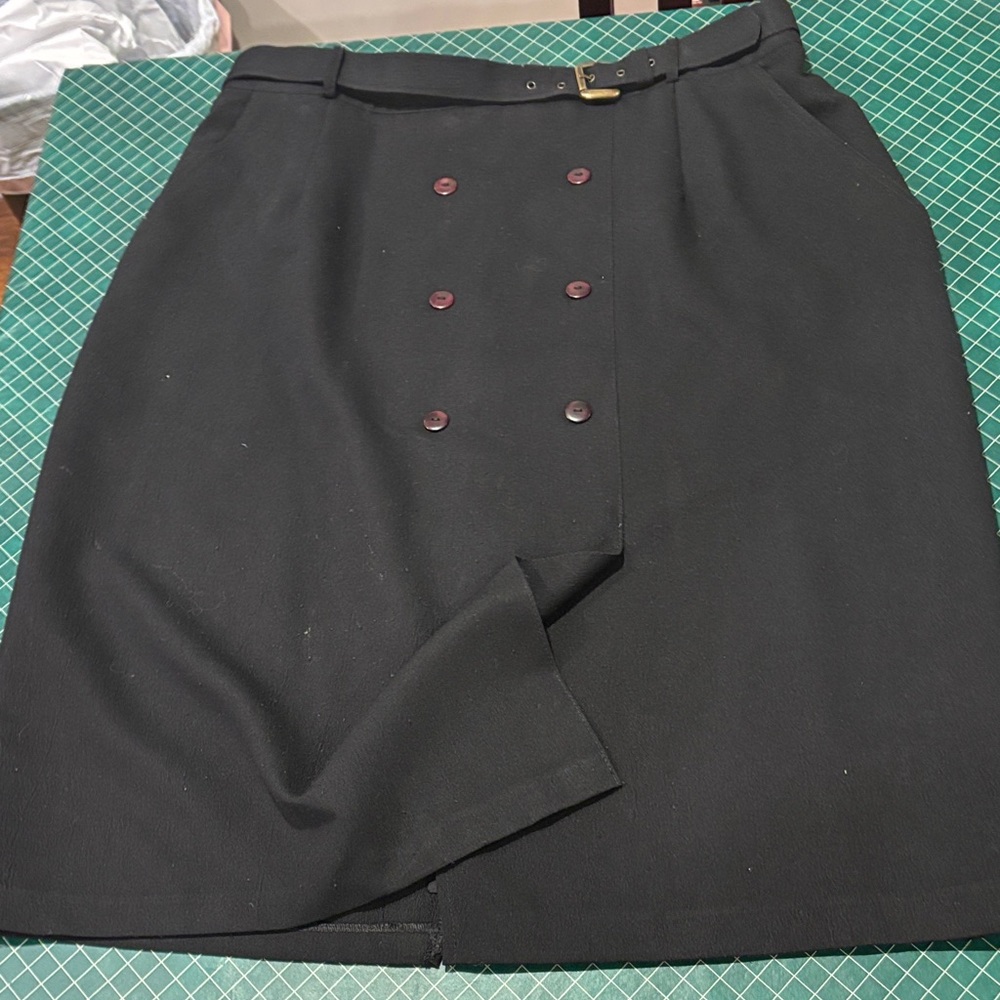 SAACHI Black Skirt with Button Accents